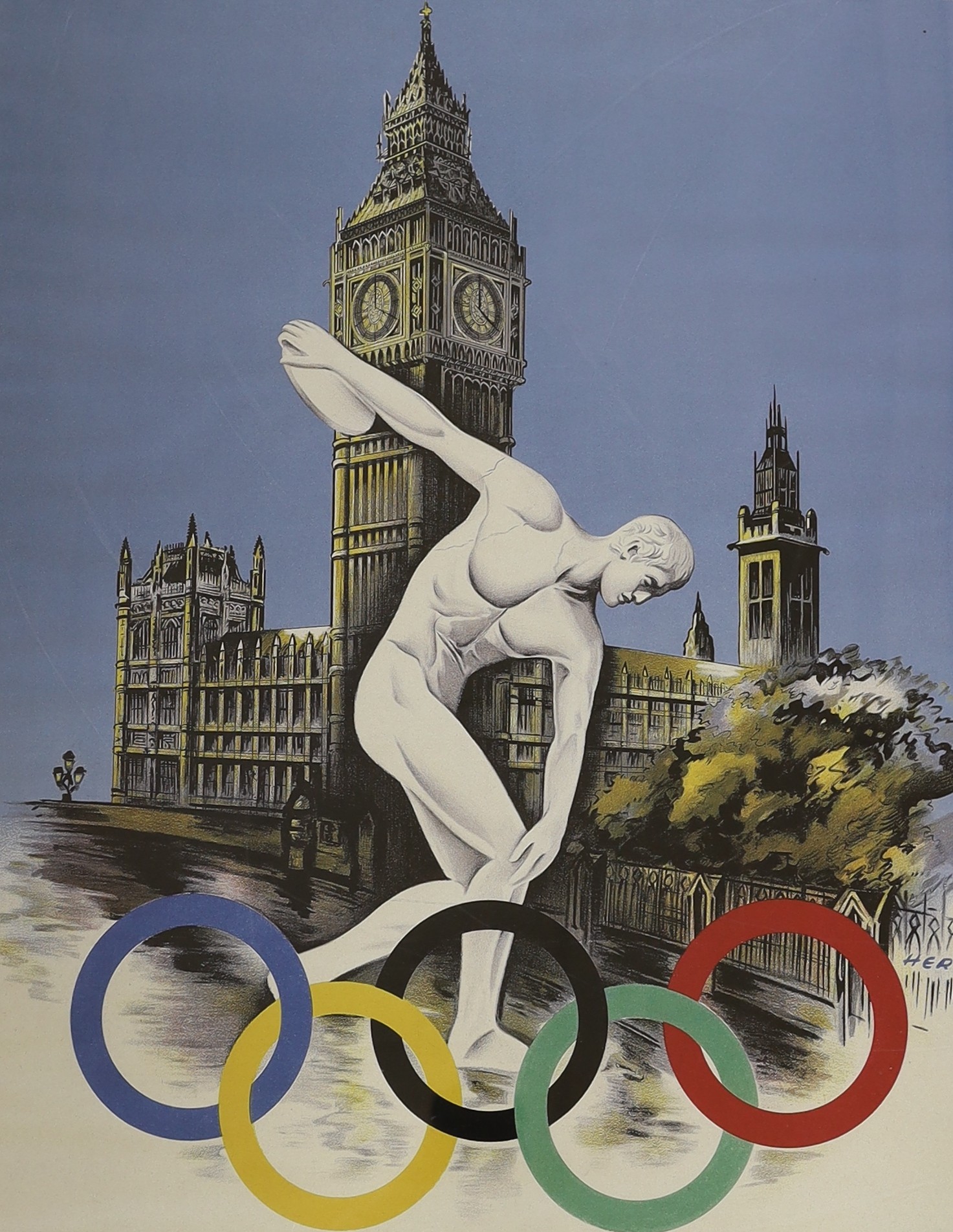 An Olympic Games, London 1948, framed replica poster